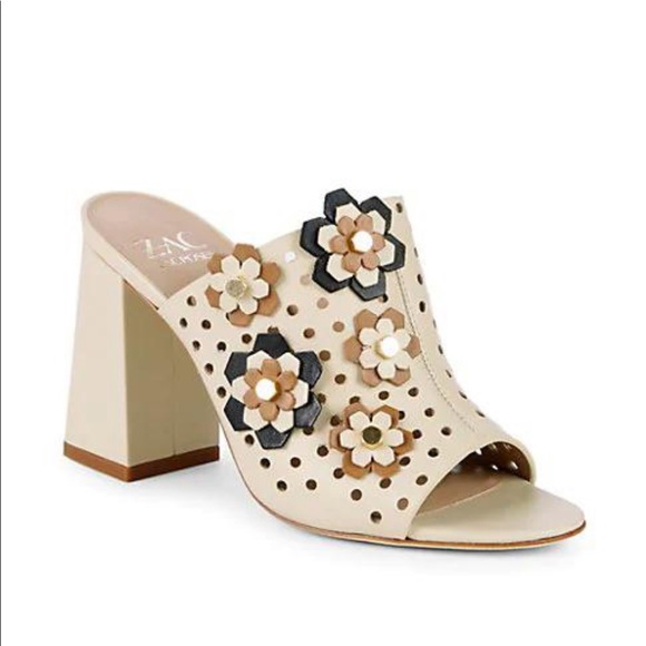 ZAC Zac Posen Shoes - ZAC ZAC POSEN Frances Floral Perforated Leather Mules In Ivory sandals s…